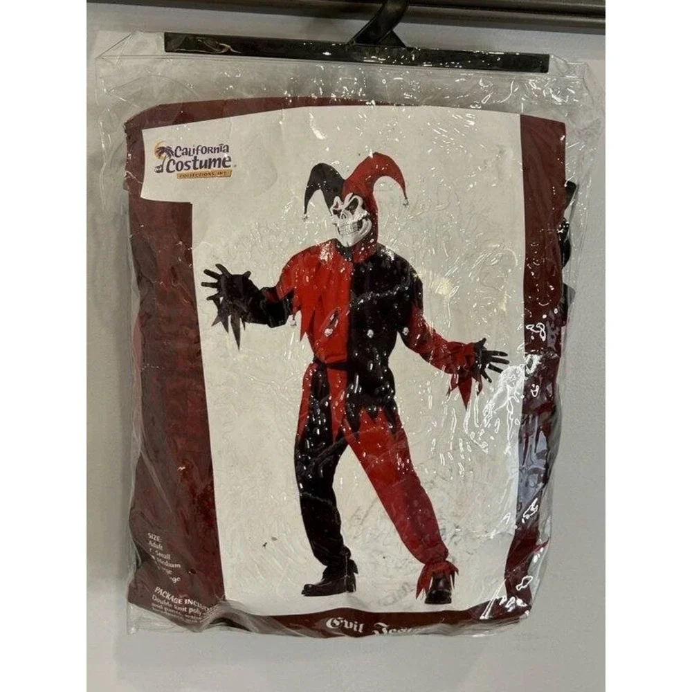 California Costume Evil Jester Clown Adult Size Small Head Mask Top Pant Small